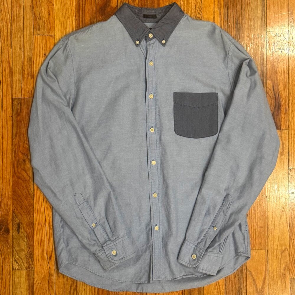 J. CREW Men's Long Sleeve Button Down Shirt Blue Size Large